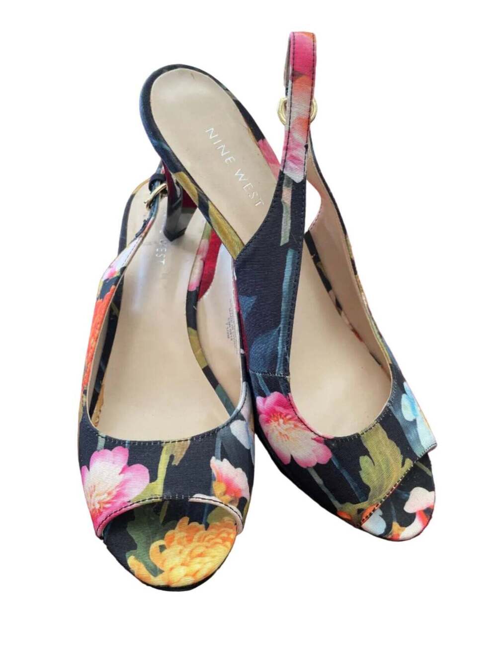 Nine West peep toe sling Sandal 3 Inch Heel size 7.5